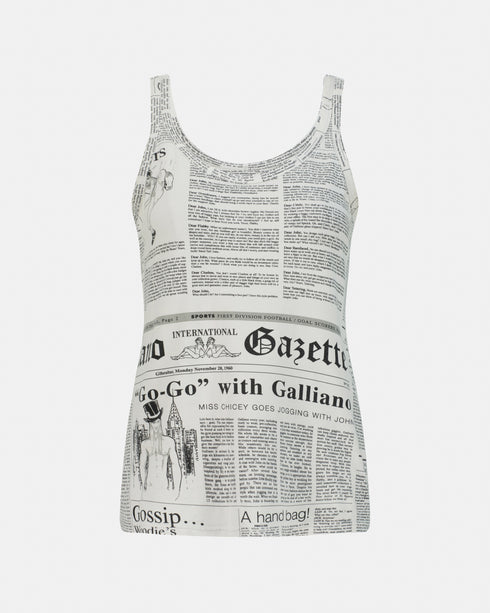 John Galliano Newspaper Print Tank Top